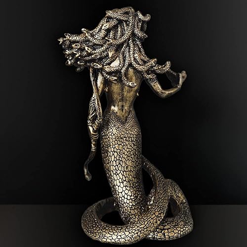 LONG-L Méduse Statue,Statue De Méduse Grecque Antique,Monstre à Tête De Serpent,Safari Figurine Méduse,Sculpture en Bronze Couléà Froid,Mythologie Grecque Gorgone - Nail Gallerys