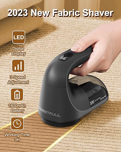 SWEETFULL Rasoir électrique anti-peluches - Rasoir à laine à 3 vitesses - 6 têtes de lames - Avec câble de charge de type C - Pour vêtements, canapé, tapis et meubles - Nail Gallerys