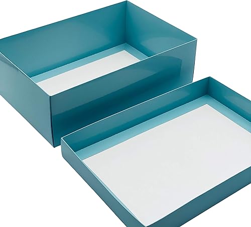 Boîte cadeau bleue avec couvercle | Choisissez la couleur de votre ruban | Grandes boîtes à souvenirs ou paniers | Boîtes cadeau emballées à plat pour cadeaux, d'anniversaire ou de naissance | - Nail Gallerys