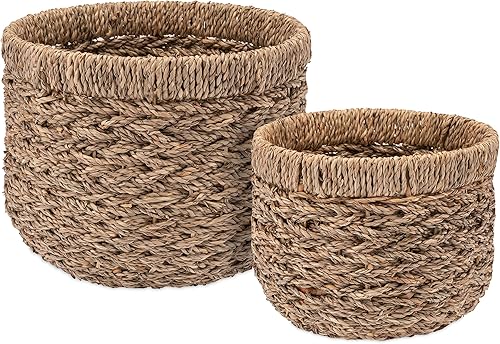 Decorasian Panier de rangement, rond, tissé en jonc de mer, durable - Nail Gallerys