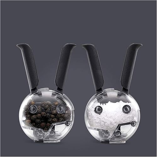 Prime Shopping Online Manuel Moulin Poivre et Salieres - Forme lapin 1pcs Noir, Poivrieres en Céramique ABS+PS, Oreilles de Pincement pour l'utilisation - Peut Aussi Comme Moulin à Poivre, épices, sel - Nail Gallerys
