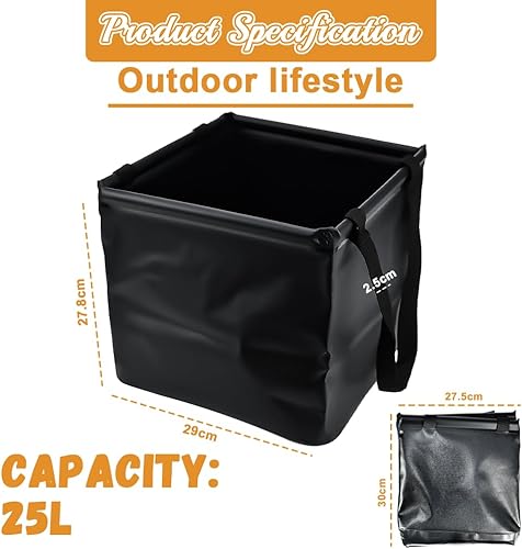 SLTAXAR Bassine Pliable Camping 25L 29 * 29 * 28cm - Cuvette Pliable, Seau Pliant pour Pêche, Barbecue et Pique-Nique - Nail Gallerys