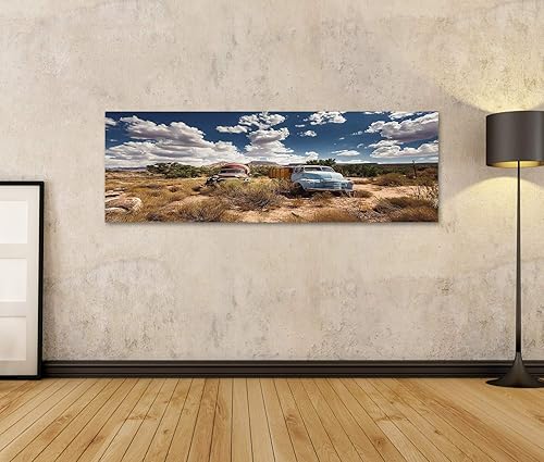 islandburner Tableau sur toile Vieilles voitures rouillées ville abandonnée Us Route 66 Arizona Cadre Affiche Poster Murale Tableaux - Nail Gallerys