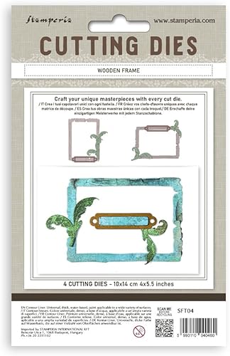 Stamperia - Cutting Dies for Scrapbooking, Albums, Card Making, Bullet Journalling and More, Create Decorations with Natural Elements, Perfect for Crafts and Gifting (A6) (Timeless, Wooden Frame) - Nail Gallerys