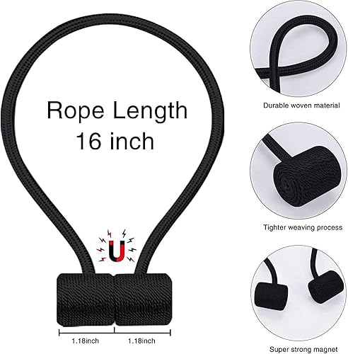 VEGCOO Lot de 4 embrasses de rideaux magnétiques noires avec aimants pour pinces à rideaux, décoration de maison, bureau - Nail Gallerys