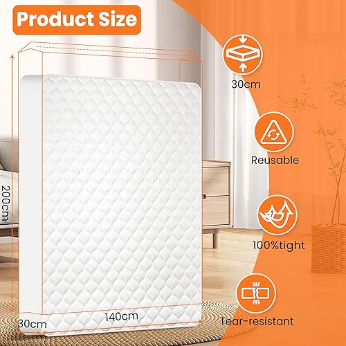 Housse Matelas 90x200 (épaisseur 30cm), Protege Matelas Imperméable à Double Fermeture éclair, Housse Protection Matelas pour Matelas pour e Rangement et Déplacement, Réutilisable Protège Matelas - Nail Gallerys