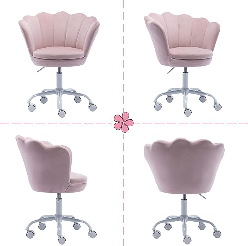 Wahson Chaise de Bureau pour Fille, Chaise Bureau Enfant Fauteuil Bureau Pivotant pour Adolescents Chaise de Bureau Chambre en Velours, Rose Clair - Nail Gallerys