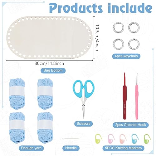 FREEBLOSS Kit de sac au crochet DIY Kit de crochet pour débutantes avec tutoriels vidéo Kit de sac au crochet pour adultes Kit de tricot Kit de démarrage au crochet pour les passionnés de tricot - Nail Gallerys