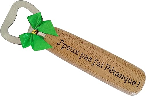 Décapsuleur Pétanque en Bois Gravé sur Deux Faces - Accessoire Personnalisé pour Amateurs de Pétanque et Apéro Entre Amis - Nail Gallerys