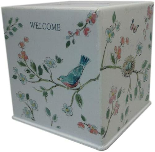 Housse de boîte à mouchoirs rectangulaire avec Motif Oiseau - Distributeur de mouchoirs pour Salle de Bain avec Boucle décorative en métal - Nail Gallerys
