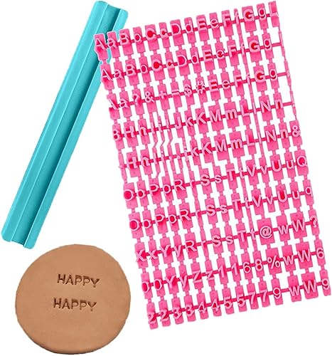 Lot de 150 Moule Alphabet Chiffre Pâtisserie,Tampons à Biscuits l'alphabet, avec Lettres minuscules et majuscules, emporte-pièces Timbres ponctuation Tampon gaufrer pour créer des Messages(Rose) - Nail Gallerys
