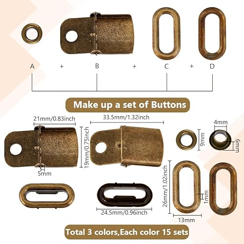 DELORIGIN 45 ensemble de Boucles de Chapeau en Acier Inoxydable 3 couleurs Réglables Extension de Taille de Chapeau Snap de Chapeau Remplacement pour Sangle de Sac à Dos Casquettes de Baseball - Nail Gallerys