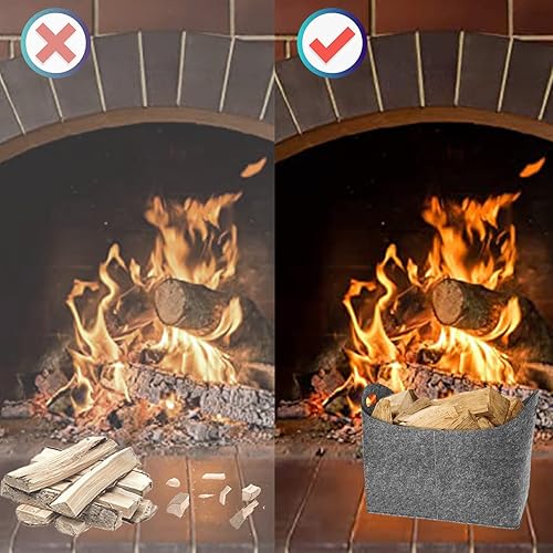 Panier De Rangement En Feutre, Panier à BûChes De Bois En Feutre Panier Bois Pour CheminéE, Panier à Feutre Pliable Pour Transporter Du Bois De Chauffage, Des VêTements Et Des Magazines (Gris Foncé) - Nail Gallerys