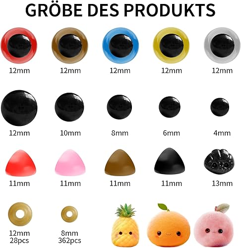 Xinsenke Yeux de sécurité en Plastique, 752 pièces, pour Animaux au Crochet, poupées avec rondelles, amigurumi, Ours en Peluche et Nez en Peluche pour Jouets et Loisirs créatifs - Nail Gallerys