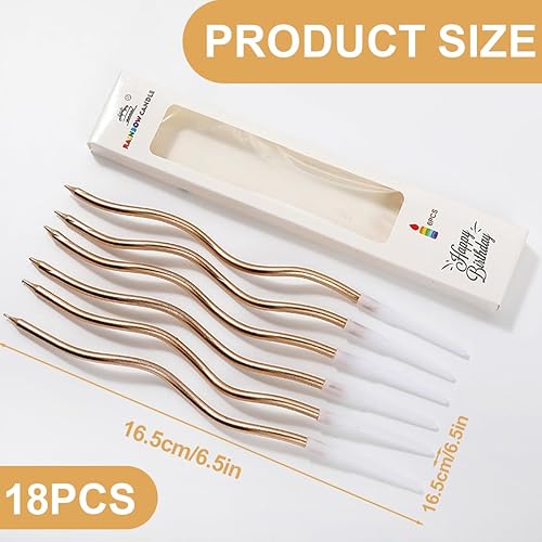 DLPRK 18 pièces Bougies Anniversaire, Torsadées Bougies, Bougies de Gâteau en Spirale, Bougies de Cupcake, pour la décoration de fête de Mariage, Bougie Dorée (Or métallique) - Nail Gallerys