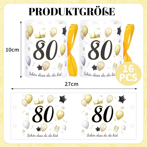 Lot de 16 photophores décoratifs de table pour 80e anniversaire homme femme 80 ans Décoration de table pour fêtes, baptêmes, communions, confirmations, bar/bat Mitzvahs ou bougies décoratives (avec - Nail Gallerys