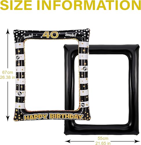 RCIDOS Decoration Anniversaire 40 Ans, Accessoires Photobooth Anniversaire 40 Ans,pour Femme et Homme Décoration de fête d'anniversaire,Or Noir Props Accessoires de Selfie Décoration - Nail Gallerys