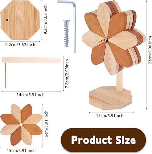 BOXOB 4pcs Dessous de Plat en Bois pour Plats Chauds, Bicolore Résistant à la Chaleur Dessous de Plat Arbre Coussins Chauds pour la Cuisine avec Support et Pilier Accessoires Cuisine en Bois - Nail Gallerys