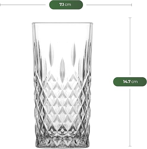 NORDIC SCHILLER Lot de 4 verres à eau de luxe, verres à long drink, verres à cocktail, 360 ml, 100 % sans plomb - Nail Gallerys