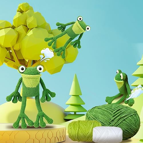 Wlikmjg Kit d'animaux Au Crochet Grenouille, Kit D'artisanat Grenouille De Dessin Animé pour Enf-Ants,kit Complet d'animaux Au Crochet, avec Fil À Crochet, avec Instructions Étape par Étape - Nail Gallerys