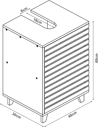 [en.casa] Meuble sous Lavabo Meuble Bas de Salle de Bain avec Espace de Rangement Meuble sous Vasque avec 2 Étagères Bambou 60 x 40 x 30 cm Naturel - Nail Gallerys