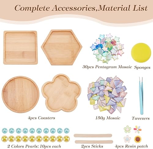 WEBEEEDY 4 Ensembles de Bricolage Mosaïque Carrelage sous - Verres Kit Tournesol Thème Mosaïque Faisant la Main Fleur Mosaïque sous - Verres, Adulte Débutant Guide, Cadeau de Fête D'été - Nail Gallerys