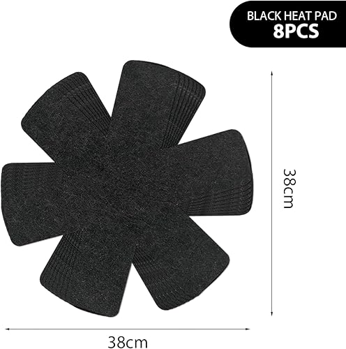 MEMOFYND Lot de 8 protections de poêle (diamètre 38 cm), coussinets d'isolation thermique, protection pour tasses et poêles, tapis en feutre résistant aux hautes températures, taille réglable (noir) - Nail Gallerys