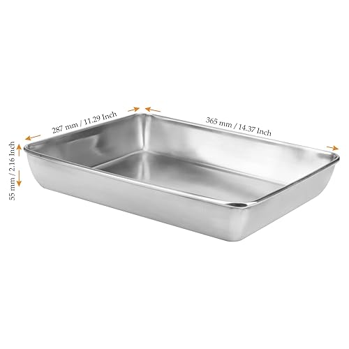 MUKCHAP Lot de 2 plaques de cuisson rectangulaires en acier inoxydable de 36 x 28 x 5,5 cm pour four, gâteaux, brownies, cuisine, pâtisserie - Nail Gallerys