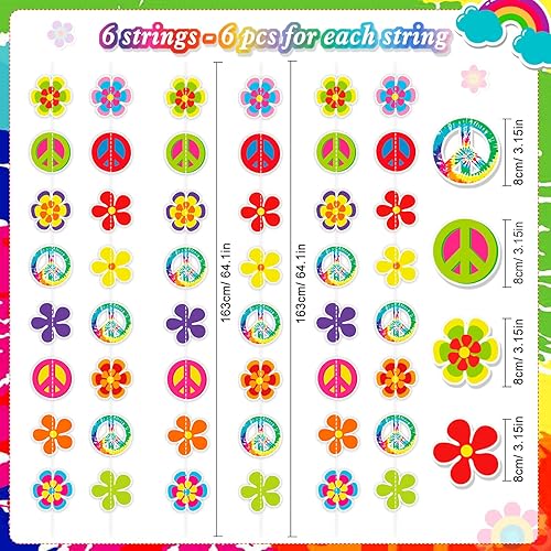 HOWAF 6 Guirlande Hippie Accessoires Hippie, Guirlande de Fête à Thème Hippie des Années 60 Bannière Découpe de Signe de la Paix Fleurs Rétro Groovy pour Décorations de Hippie Thème des Années 60 70 - Nail Gallerys