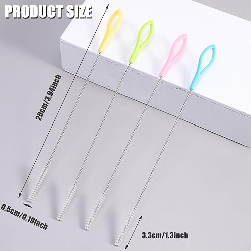 AIVEKE 4 Pièces Brosses à Paille - Colorée Brosse de Nettoyage de Paille Acier Inoxydable Goupillon Nettoyage Petite Long Brosse de Nettoyage Nettoyeur de Tube de Paille - Nail Gallerys