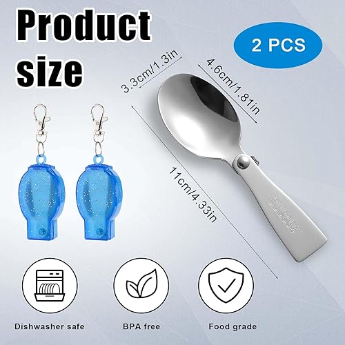 2pcs Cuillère Pliante pour Thermos Funtainer Pot Alimentaire 10oz, Cuillère Pliable Remplacement avec Boîte Métal Compatible avec Thermos pour le Camping en Plein Air Pique Nique - Nail Gallerys