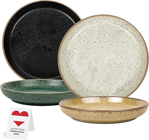 Urban Lifestyle Lot de 4 petites assiettes Mezze, multicolores, en grès, 15 x 2,5 cm, pour entrées, collation, antipasti, mezze, pour dessert, petit-déjeuner, à collation - Nail Gallerys