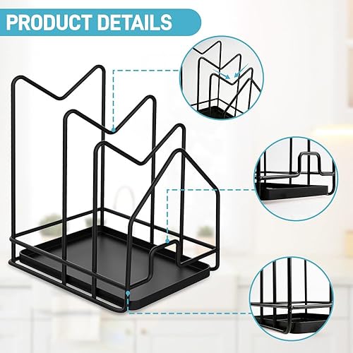 imposyu Porte Planche à Découper Métal avec Egouttoir Range Couvercle Casserole Support Planche à Découper Rangement Couvercle Casserole pour Ranger Ustensiles de Cuisine - Nail Gallerys