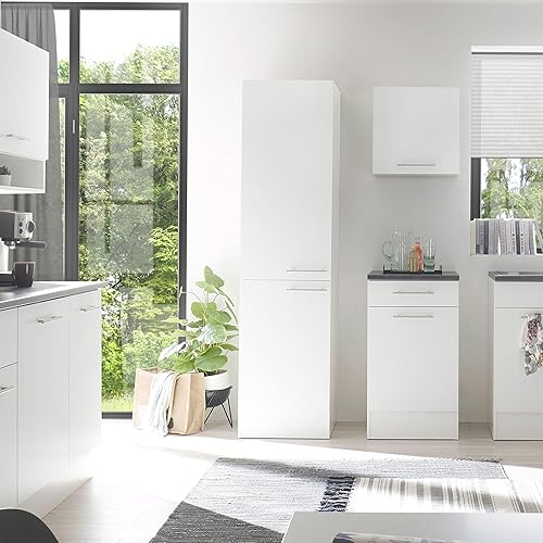 Stella Trading Eddy Moderne en Blanc Mat – Armoire de Cuisine spacieuse avec Beaucoup d'espace de Rangement, Bois d'ingénierie, Vorratsschrank - Nail Gallerys