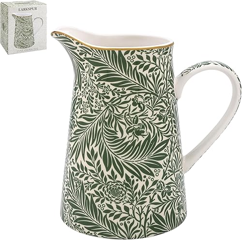 The Leonardo Collection William Morris Larkspur Pichet pour cuisine et maison | Carafe en céramique ou en verre pour usage multiple | Beau vase à crème ou à lait pour un usage quotidien | Peut - Nail Gallerys