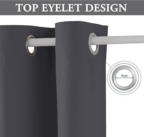 PONY DANCE Rideau de Porte Occultant Gris Avec Tringle Extensible Blanche Sans Perçage - L 150 x H 200cm + 45-130cm Pour Porte Courant - Nail Gallerys