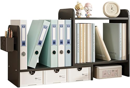NUODWELL Bibliothèque de bureau extensible avec 3 tiroirs, étagère de présentation de comptoir, fournitures de maison et de bureau (blanc) - Nail Gallerys
