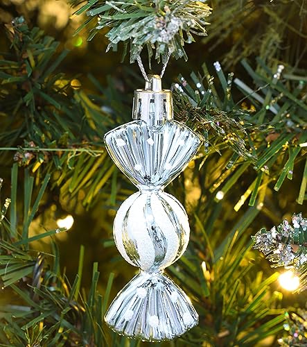 Christmas Concepts® Pack de 6-8cm (3,2') Mini Boules en Forme de Doux - Brillant & Glitter Décoré - Décorations d'arbre de Noël (Bleu Glacé) - Nail Gallerys