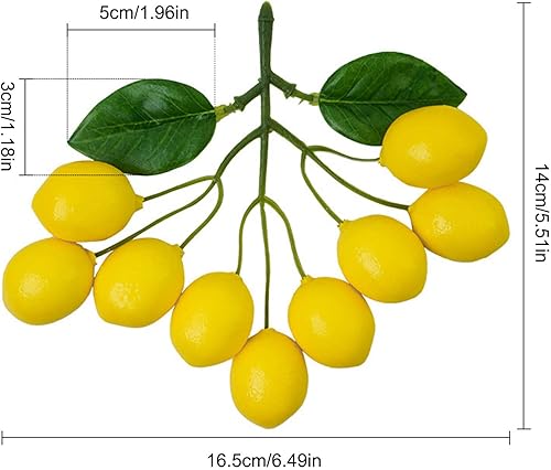 Marooma Lot de 6 guirlandes de citrons artificiels - Branches de citrons jaunes - Mini guirlande de fruits - Faux citrons jaunes avec feuilles vertes - Pour décoration de la maison - Nail Gallerys