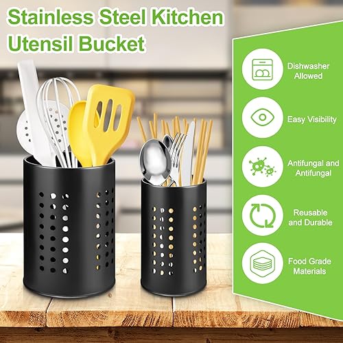 MOAMUN 4 Pot Ustensiles Cuisine Porte Ustensiles Cuisine, Inox Egouttoir Couvert Pot a Ustensile De Cuisine, Rangement Ustensiles Cuisine Ustensile Cuisine pour Organiser Tiroirs Comptoirs - Nail Gallerys