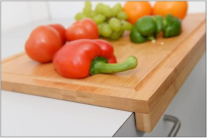DAMDAM GO - Planche à découper de cuisine avec support en bois de bambou 45 x 34 x 3,5 cm - Nail Gallerys