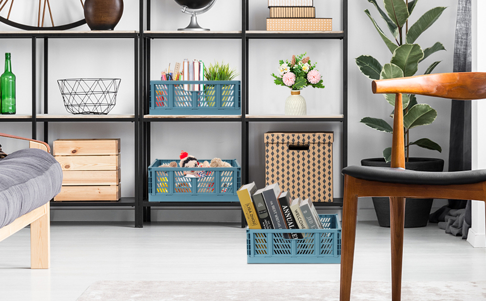 Tuevob Panier de rangement pliable en plastique