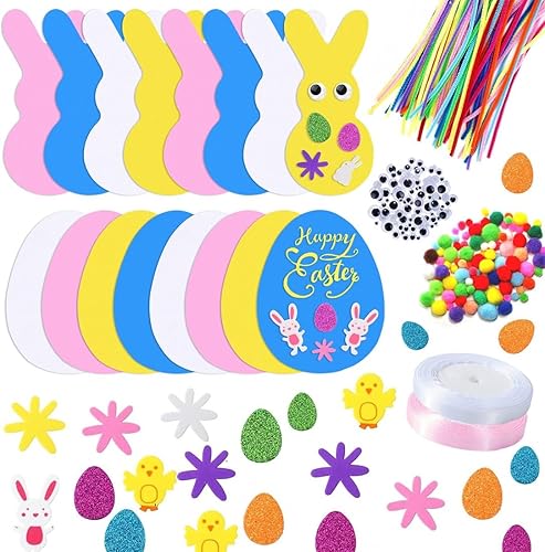 ZEPIQOR 16 pcs Kit Bricolage Oeufs de Pâques Décoration Suspendue de Oeufs de Pâques, Artisanat en Mousse Loisirs Créatifs pour Enfants Craft Fête Printemps DIY Activité Manuelle Carnaval Cadeau - Nail Gallerys