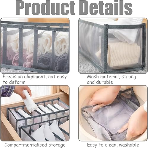 MUU 6 Pièces Organisateur Soutien Gorge,6/7/11 Grilles Organisateur Vetement Tiroir,Boite Rangement Sous Vetement,Rangement Tiroir Pliable pour Armoire pour Chaussettes T-shirts Pantalons Jupes - Nail Gallerys
