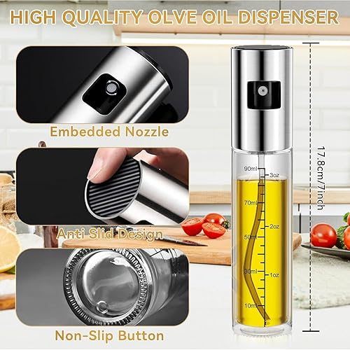 Spray huile cuisine, Spray d'huile Renforcé 2 Pièces, Spray huile de cuisine en acier inoxydable 100 ml, Accessoires air fryer, Pulverisateur Huile Cuisine pour Cooking,Cuisson - Nail Gallerys