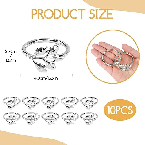 Caybats 10Pcs Rond de Serviette Argenté,Anneaux de Serviette de Table en Alliage de Zinc Haut de Gamme pour décoration de Table, fêtes, Mariages, dîners de Gala et événements spéciaux (Argent, 43mm) - Nail Gallerys