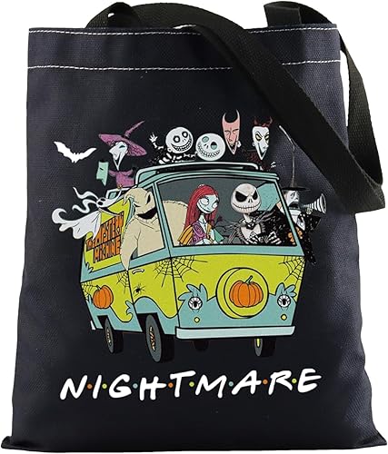 FOTAP Sac fourre-tout Nightmare Christmas Merch Jack Skellington Sally Halloween Inspire Cadeau de fête d'Halloween Cadeau de saison effrayante - Nail Gallerys