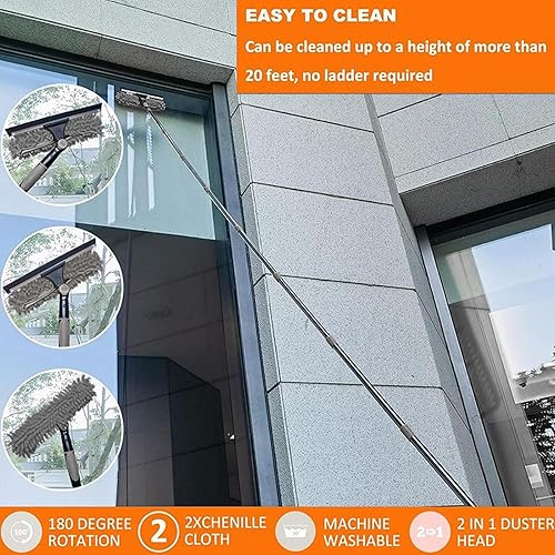 Kit De Plumeau Haute Portée, Poussiere Plumeau Lavable Microfibre avec Perche Télescopique pour Ventilateur De Plafond, Fenêtres, Murs Et Abat-Jour - Nail Gallerys