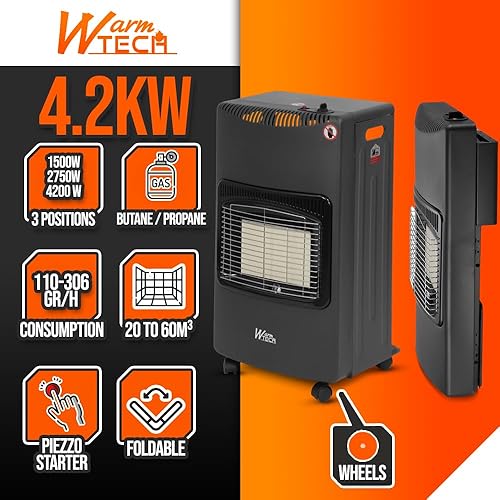 Chauffage gaz infrarouge 4.2 KW pliable avec tuyau et détendeur compatible pour la vente en France - Warm Tech - Nail Gallerys