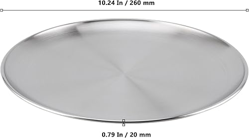 NAMYEUT Lot de 3 plaques à pizza rondes en acier inoxydable argent de 26 cm - plaque à pizza ronde pour four - Plaque de cuisson anti-adhésive - Pour la cuisson au four, pizza et tartes flambées - Nail Gallerys